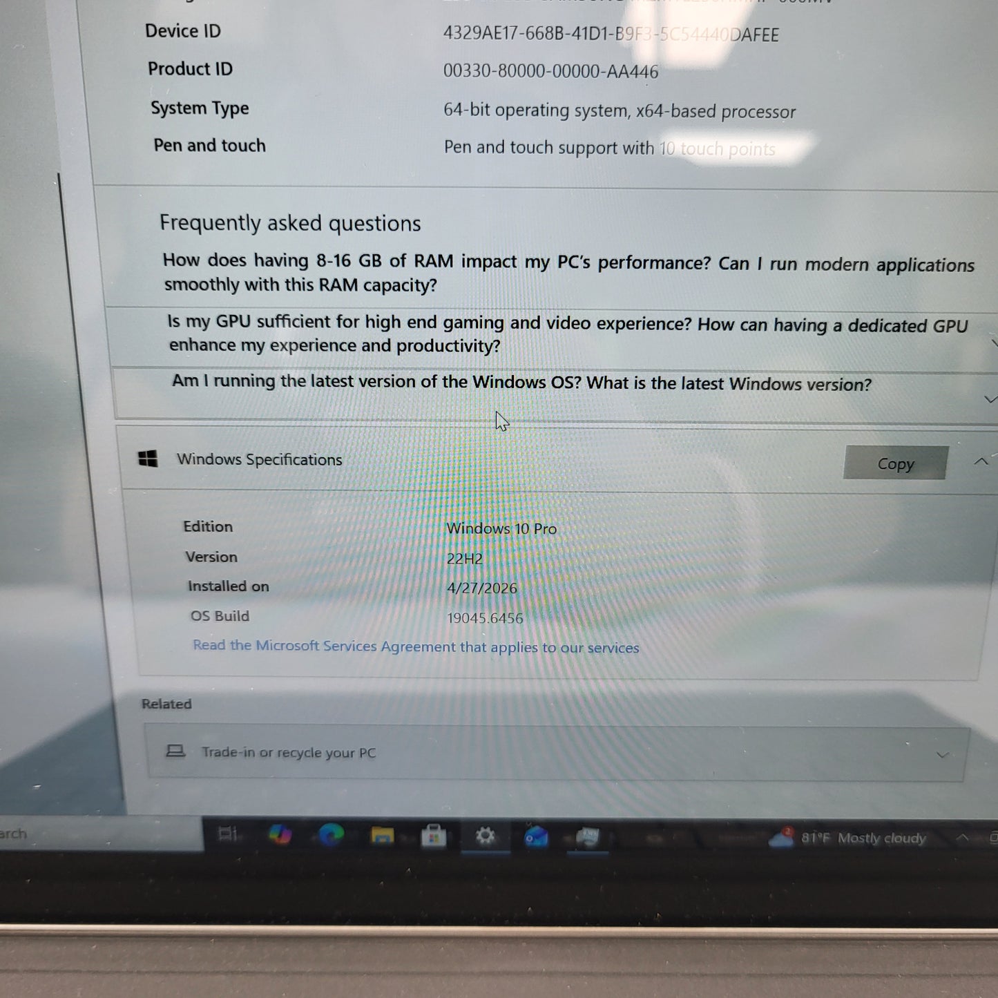 Microsoft Surface Pro 3 12" i5-4300U 1.9GHz 8GB RAM 256GB SSD