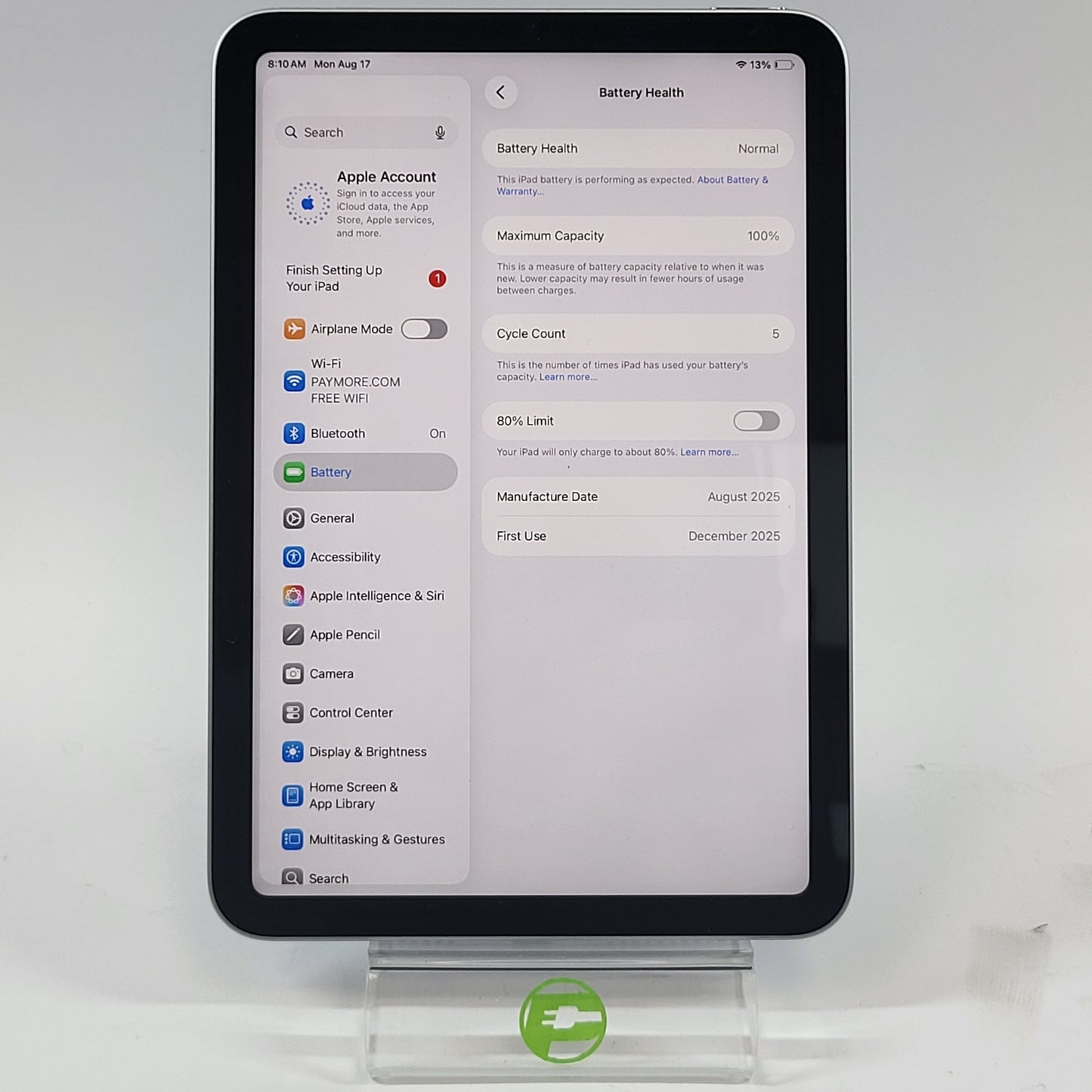 WiFi Only Apple iPad Mini (A17 Pro) 256GB Blue MXNC3LL/A