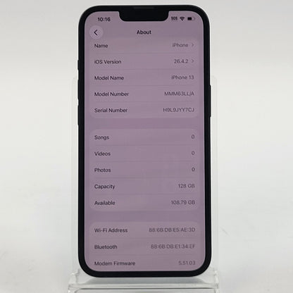 Factory Unlocked Apple iPhone 13 128GB Midnight MMM63LL/A