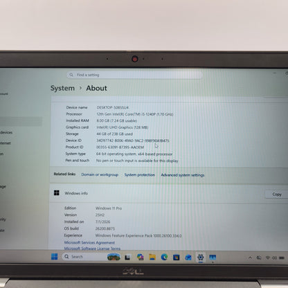 Dell Latitude 5431 14" i5-1240P 1.7GHz 8GB RAM 256GB SSD