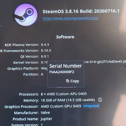Valve Steam Deck 7" AMD 7nm Ryzen APU 16GB RAM 512GB Black 1010