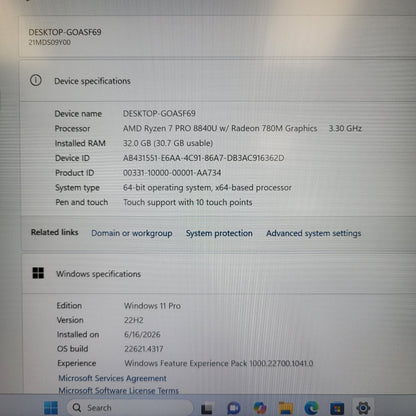 Lenovo ThinkPad T14 Gen 5 21MDS0Y00 14" Ryzen 7 Pro 8840U 3.3GHz 32GB RAM 512GB SSD