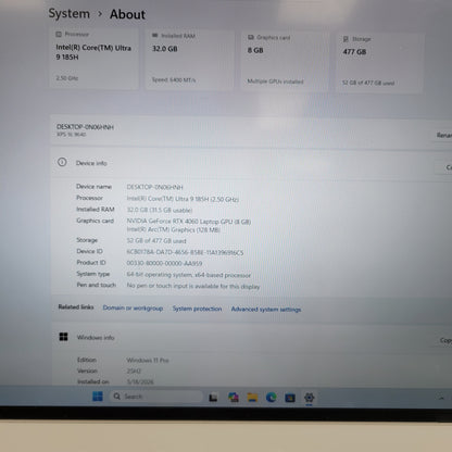 Dell XPS 9640 16.3" Core Ultra 9 185H 2.5GHz 32GB RAM 512GB SSD GeForce RTX 4060