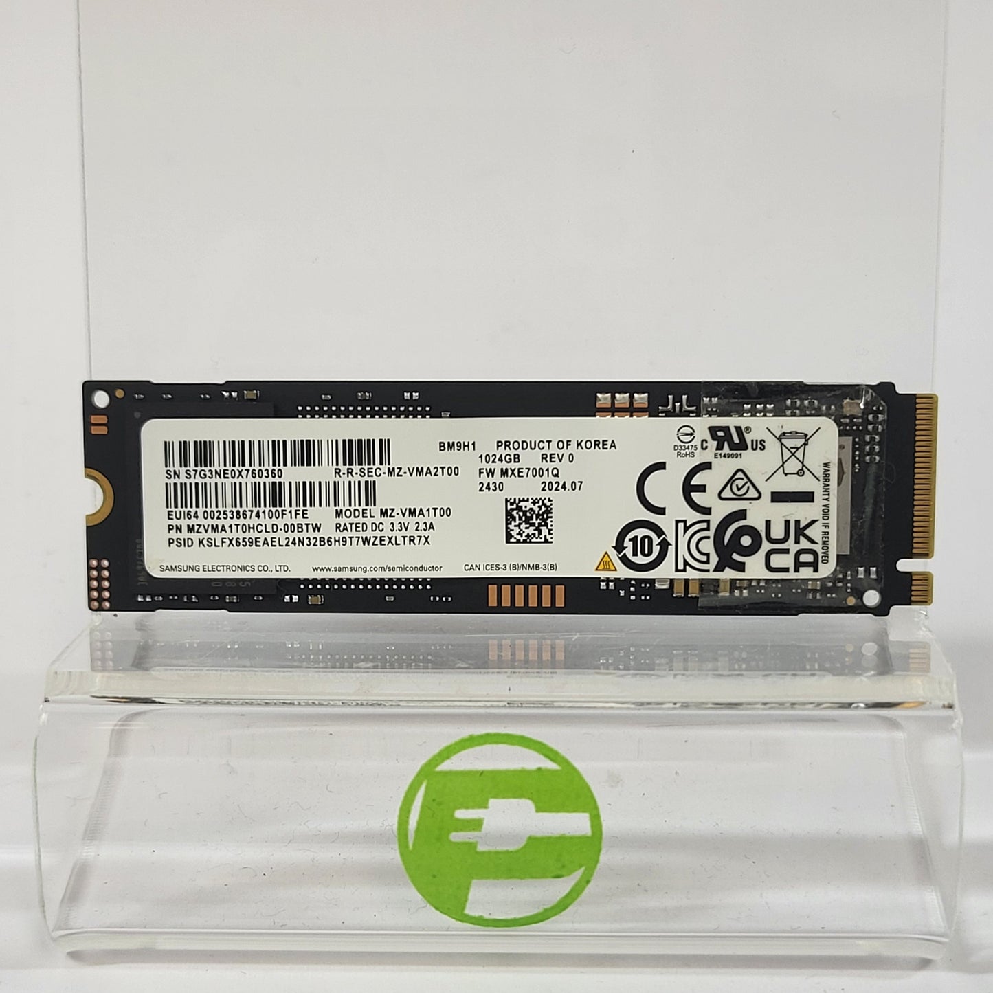 Samsung 2280mm BM9H1 1TB M.2 NVMe Gen 4.0 x 4 SSD MZVMA1T0HCLD-00BTW