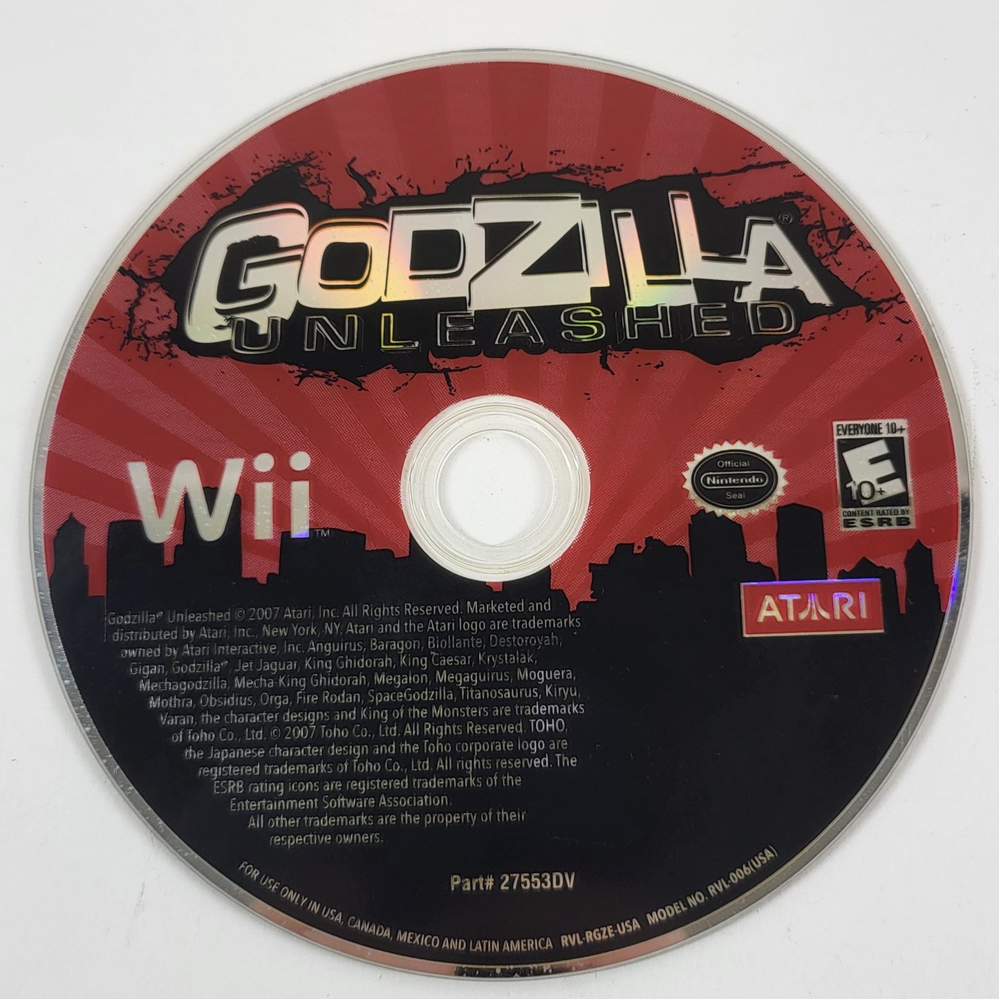Godzilla Unleashed (Nintendo Wii, 2007) Disc Only